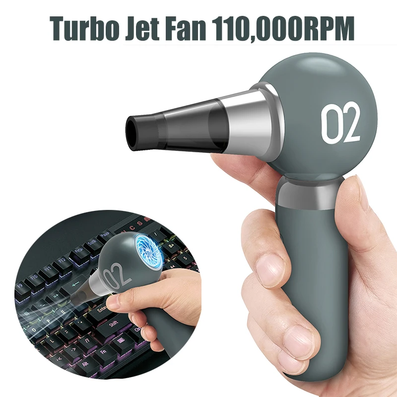 

110,000RPM Turbo Jet Fan Compressed Air Duster For Computer Keyboard PC Car Cleaning USB Charging Portable Wireless Air Blower