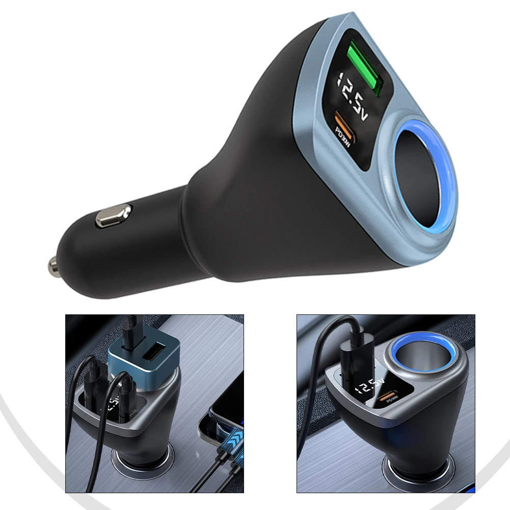 

3-In-1 Car Charger 12V-24V 3A 48W For QC3.0 Output For Type-C Output Intelligent Temperature Control Chip Four Ports Expansion