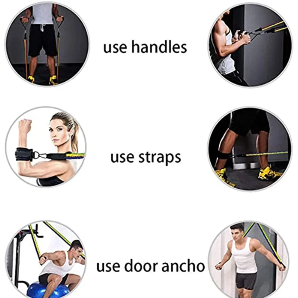 Fitness Insanity 5 Stackable Resistance Bands Set with Waterproof Case, Door Anchor, Legs Ankle Attachment