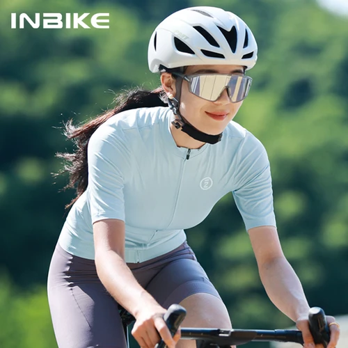 Imagen 2 del producto INBIKE-Camiseta de ciclismo para mujer, ropa ligera para bicicleta de montaña con bolsillos, camisa de secado rápido para montar en bicicleta, novedad de verano