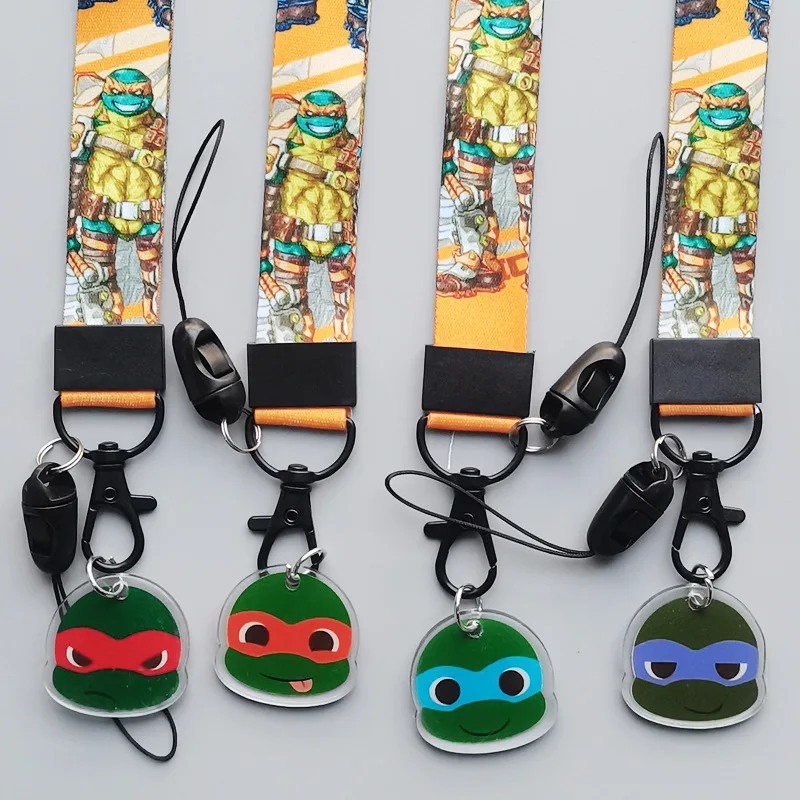 New Teenage Mutant Ninja Turtles Cell Phone Rope Neck Strap Keychain Lanyard TMNT Polyester Webbing DIY Cell Phone Accessories