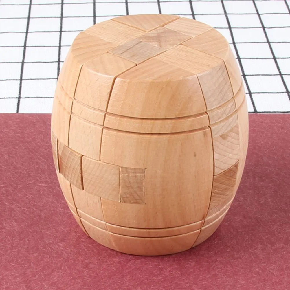 Brain Teaser Toy Intelligent China Lock Puzzles Educational Wooden Cask Design Jigsaw Puzzle Kids Toy