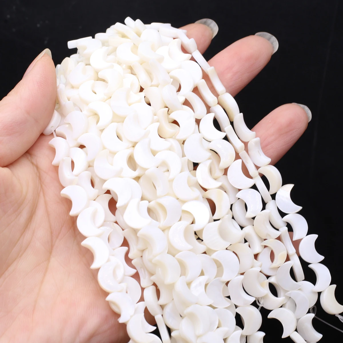 18cm 7x9mm Moon-Shaped Semi-Finished Natural Freshwater Shell Beads for Jewelry Making Supplies DIY Necklace Bracelet Accessory