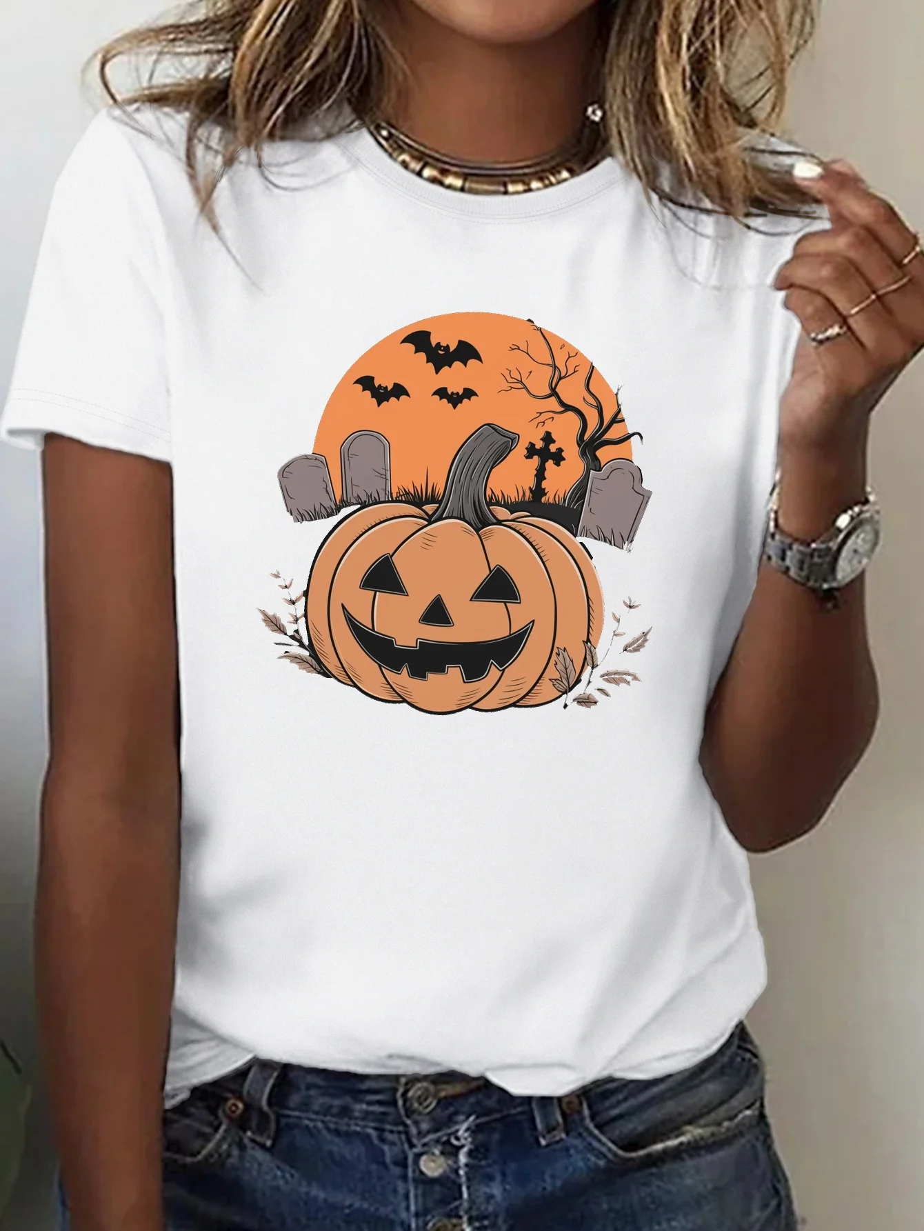 

Women's Plus Size T-shirt Graphic Short Sleeve Clothing Top, Loose and Casual, Soft and Comfortable Breathable, Outdoor Sports