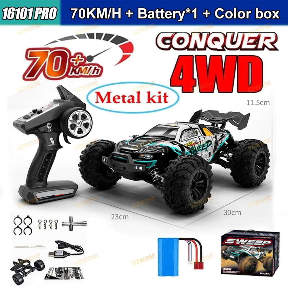 WLtoys 16101PRO 16102PRO 4WD RC Auto 70 KM/H hoge snelheid Borstelloze Motor RC Monster Truck Metalen aandrijflijn IPX4 ESC all-terrain off-road Afstandsbestuurde Auto Professionele Raceauto speelgoed