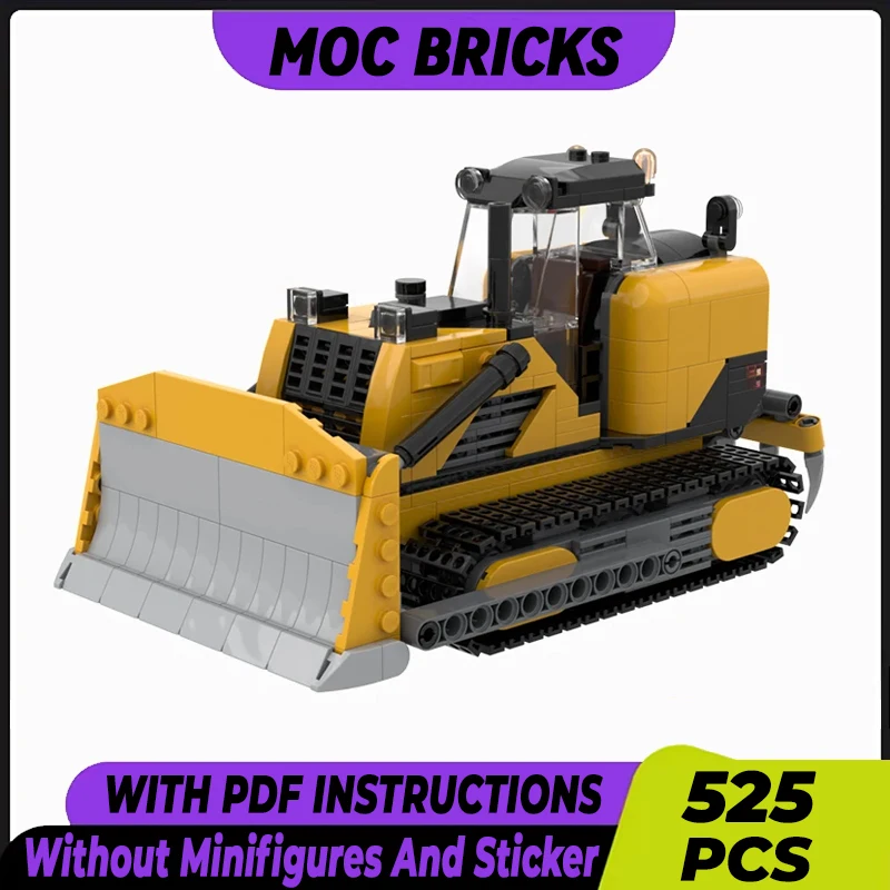 City Vehicle Model Moc Building Bricks Yellow Excavation Bulldozer Technology Modular Blocks Gift Christmas Toy DIY Set Assembly