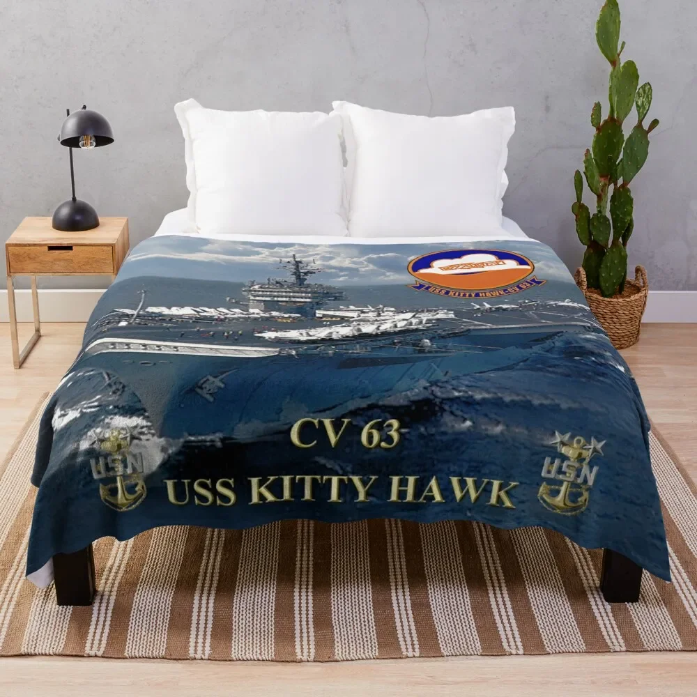 

CV-63 USS Kitty Hawk Throw Blanket All Season Soft Lightweight Blanket for Home