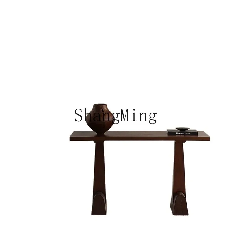 Tavolo da ingresso a ferro di cavallo in legno massello SM, tavolo da ingresso divisorio per soggiorno, tavolo di fornitura, mobile da ingresso per ufficio