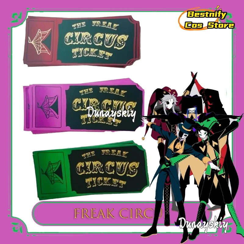 BFreak بطاقة تذكرة السيرك أحمر أخضر وردي أنيمي تحصيل عالية الجودة تأثيري الحدث البضائع هالوين Kawaii {Bestnify Cos}