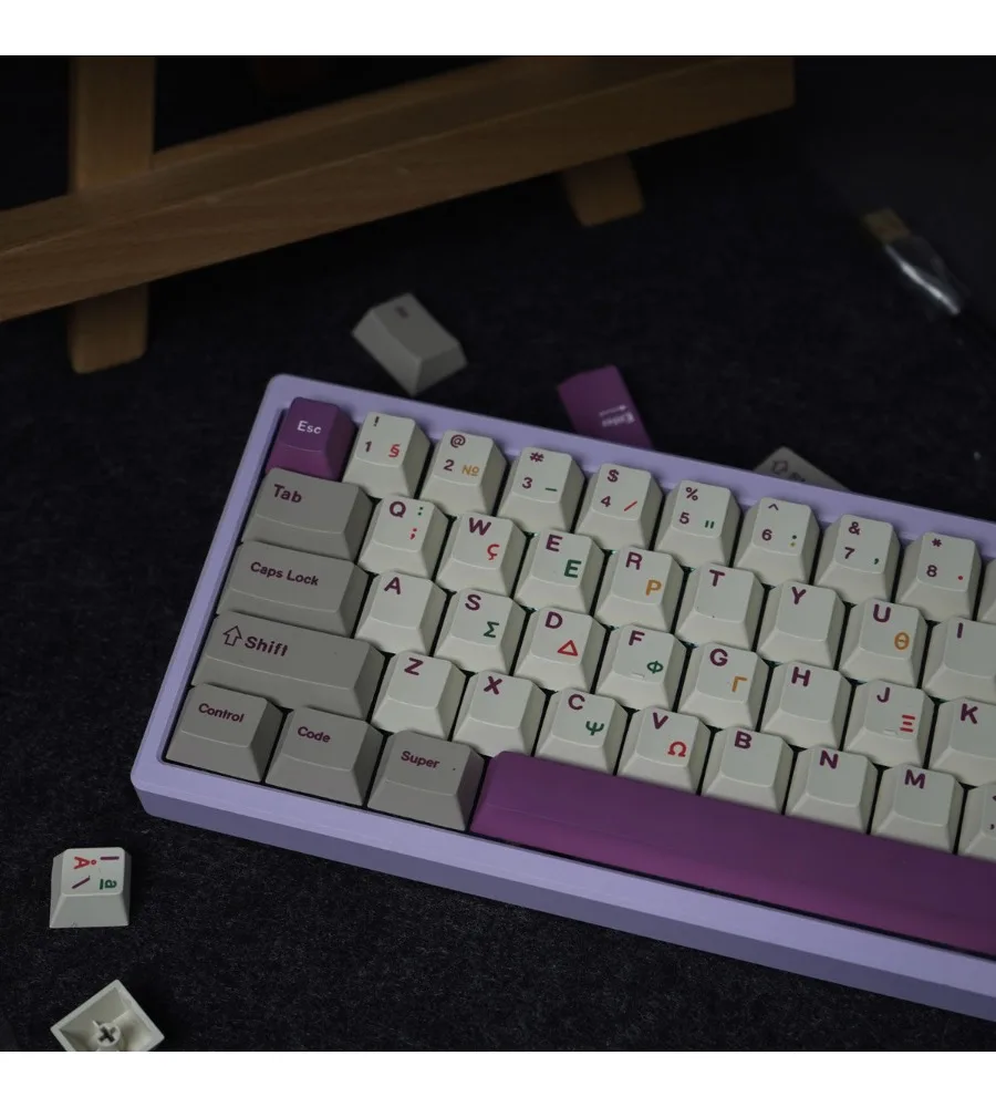 Purple Greek Mechanical Keyboard Keycap 147 Keys PBT Sublimation Customized Cherry Original Factory Height Adaptation 61