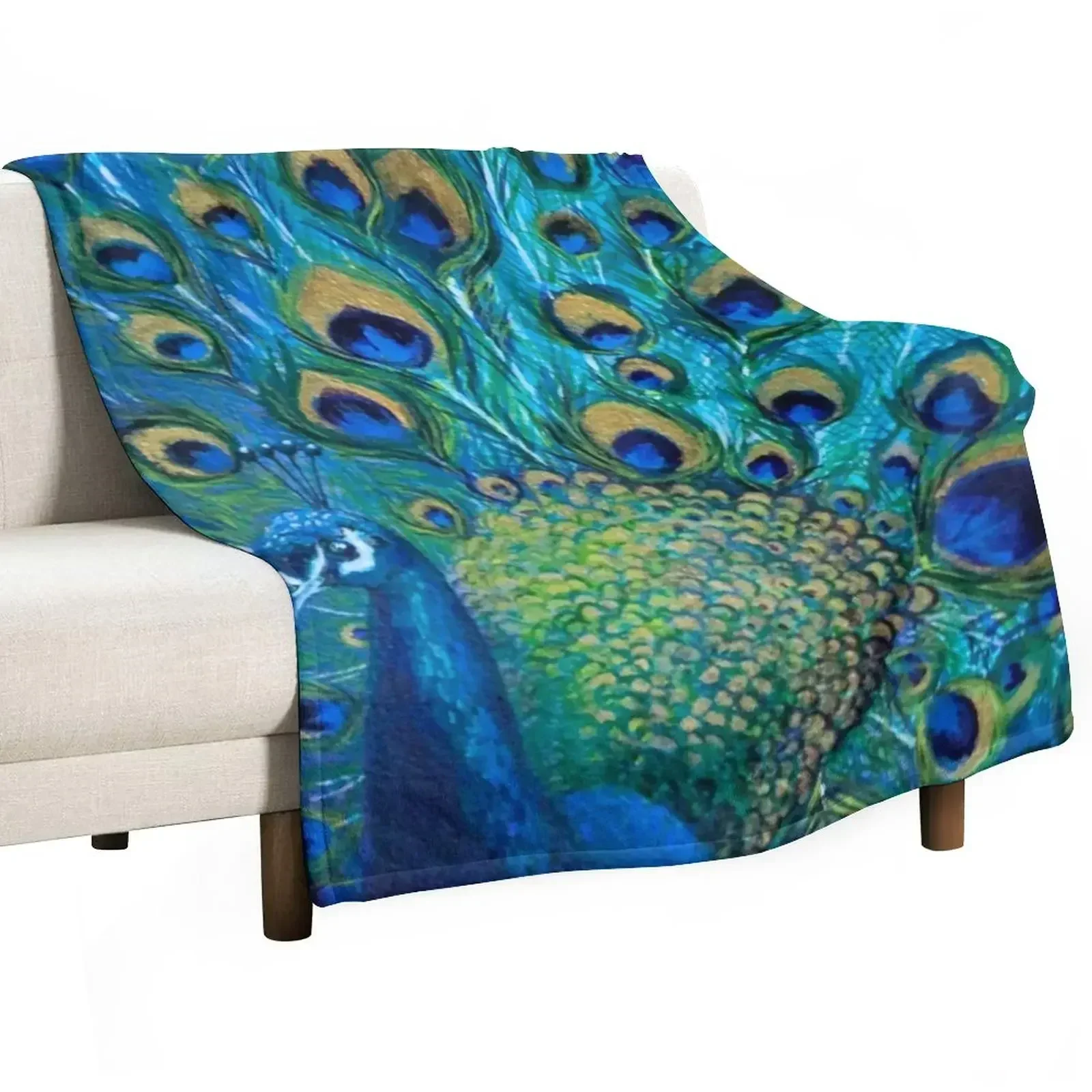 Peacock Full Glory 2 Throw Blanket Winter beds Bed Fashionable Warm Blankets