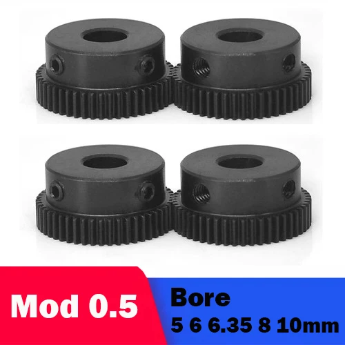 

1Pcs Mod 0.5 40T Spur Gear Bore 5 6 6.35 8 10mm 45# Steel Blackening Spindle Motor Transmission Gears Pinion DIY Accessories