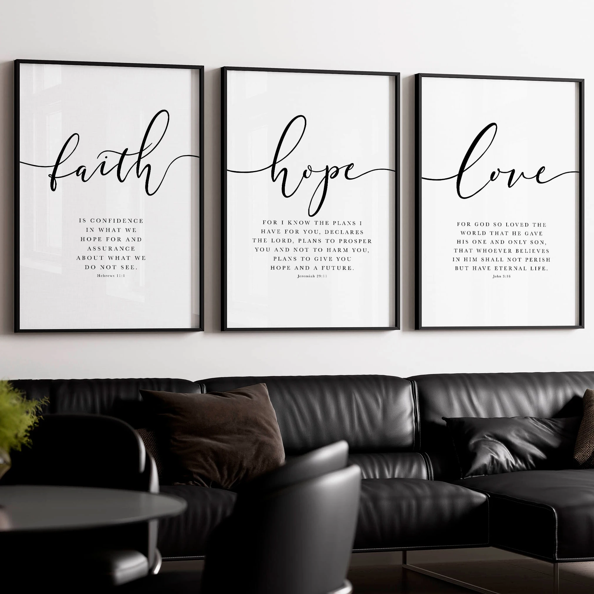 الإيمان الأمل الحب الكتاب جدار الفن مجموعة المسيحية ديكور المنزل نص إقتباس تصميم ملصق غرفة نوم غرفة المعيشة ديكور المنزل هدية الملصقات