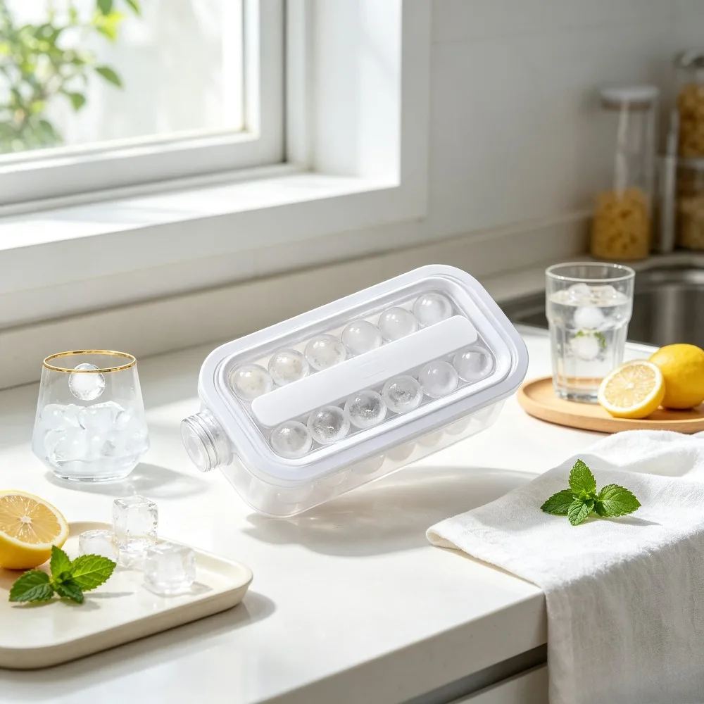 Portable Ice Tray Large Capacity Ice Cube Mold Foldable Storage Container Space Saving Refrigerator Kitchen Accessory