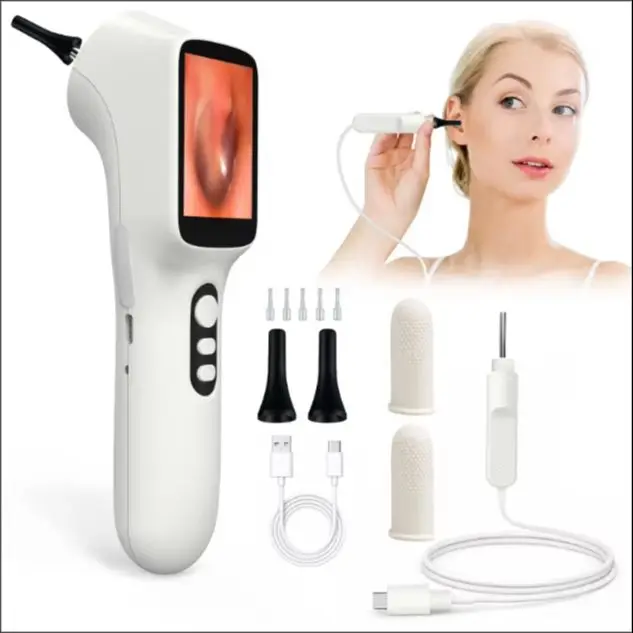 Otoscópio Digital com Tela IPS, Câmera Visual Inteligente HD 720p para Ouvido, Câmera Otoscópica, Ferramenta de Remoção de Cera de Ouvido com Câmera