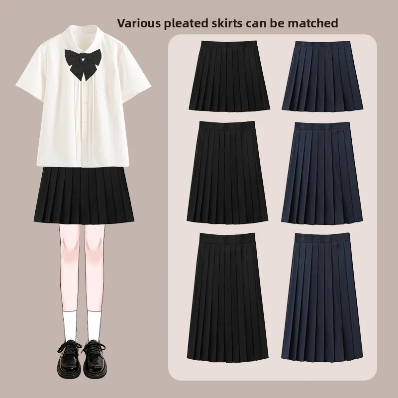 Squirrel-shaped pillsJKPleated skirt basic short skirt for women, genuine pure black high-waisted half skirtjkMidi Dress