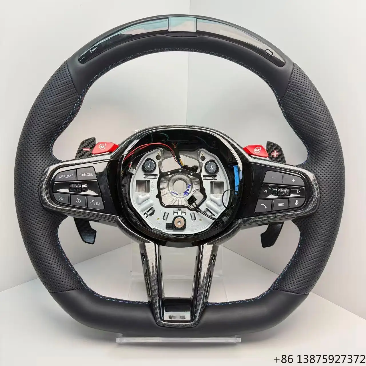 

With M1 M2 Button Leather LCI Steering Wheel for G01 G05 G20 G22 G30 M2 G87 M3 G80 M4 G82 G42 M5 F90 F95 X3M F97 M340i
