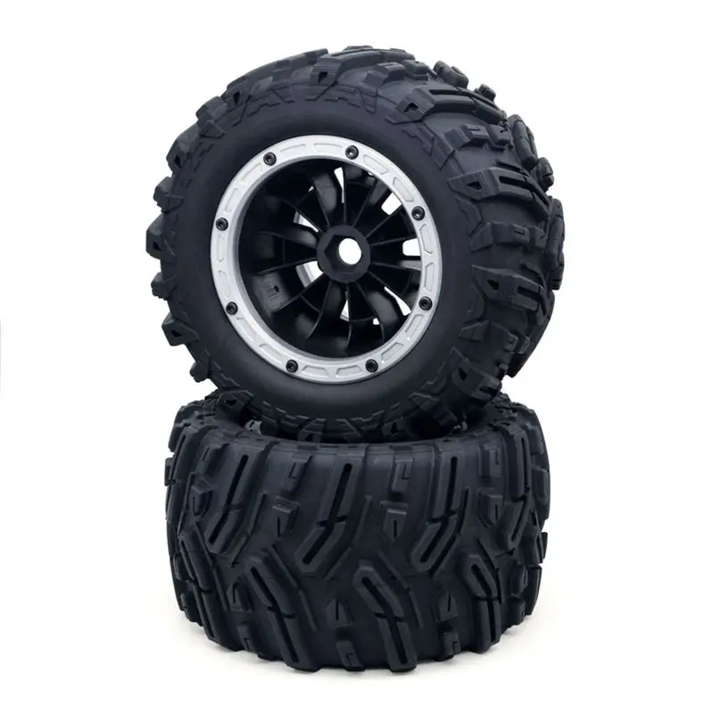 1 Set MX-07 2Pcs 188Mm Tire Wheel Tyre 8752 8753 For ZD Racing MX-07 MX07 MX 07 1/7 RC Car Spare Parts Silver
