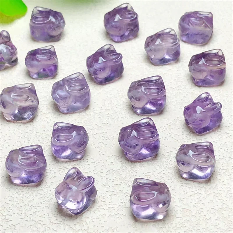 

5pcs Natural Amethyst Cartoon Animal Carving Loose Bead Healing Energy Gemstone DIY Accessories For Jewelry Making 12mm