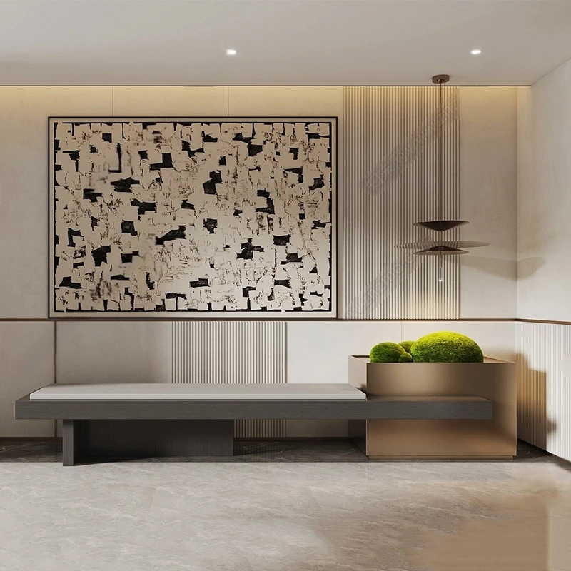 

Nordic solid wood sofa viewing stool hotel lounge area bench bench overhead viewing stool