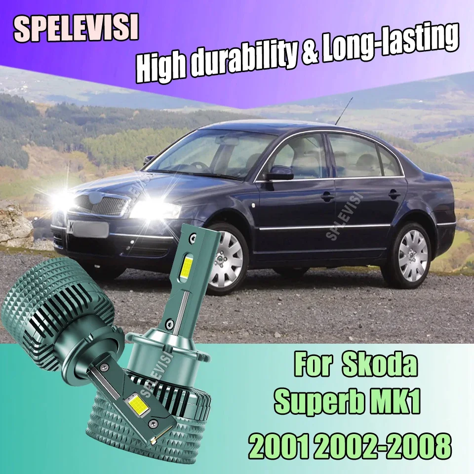 D2S LED Headlight Bulbs 6000K White fast dissipation extend lifespan For Skoda Superb MK1 2001 2002 2003 2004 2005 2006-2008