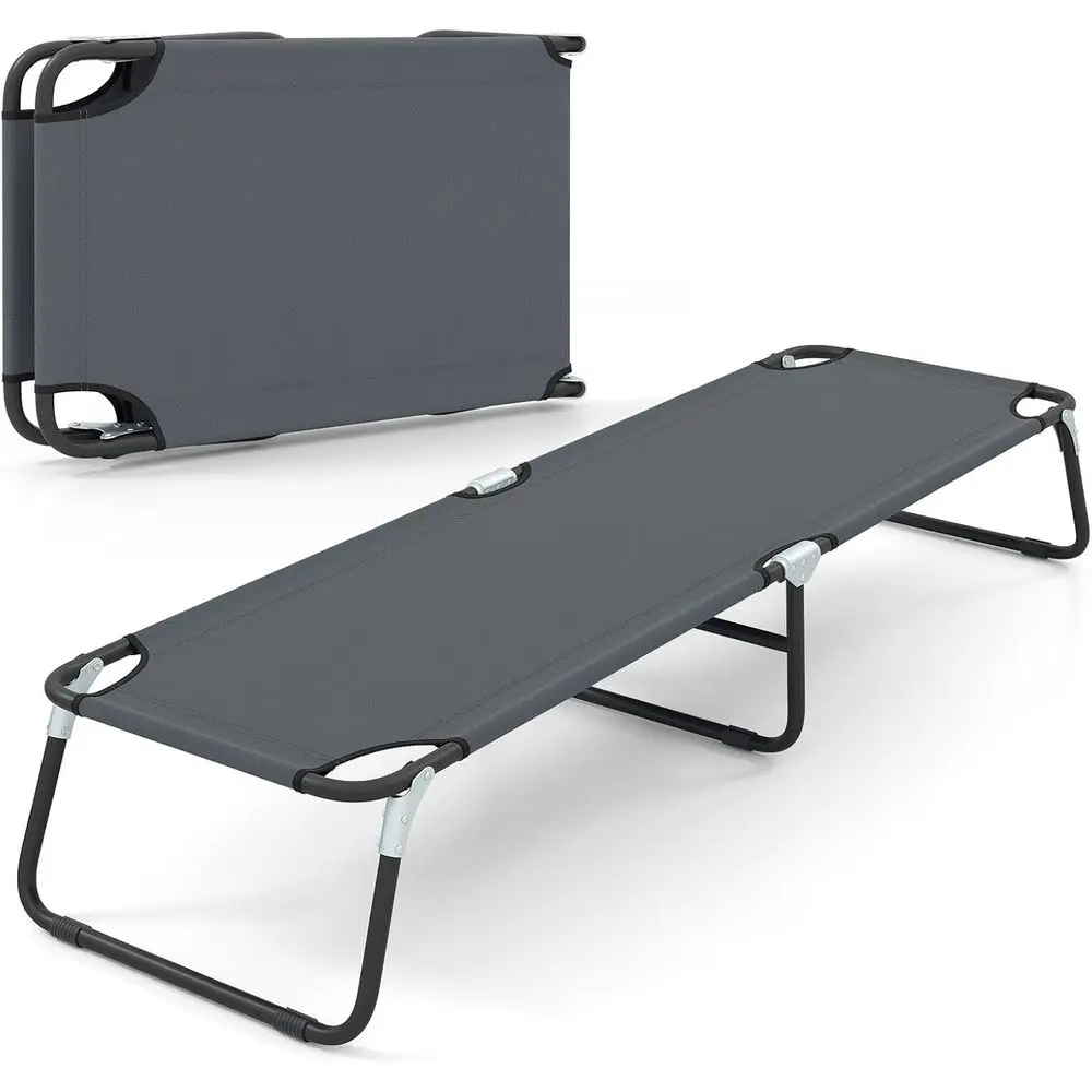 

Portable Outdoor Military-Style Cot with Breathable Fabric, Ideal for Camping, Hiking, and Travel, Grey