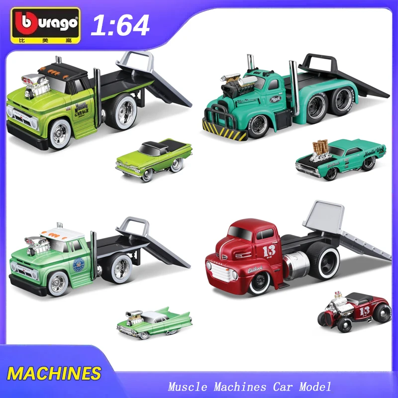 

1:64 Maisto Muscle Machines Car Model Flatbed Trailer Set Transport Trailer Diecast Model Edition Alloy Luxury Vehicle Toys