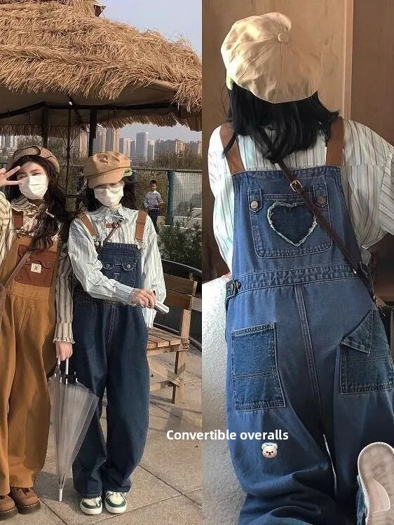 

Anti-Aging Ele plus Size Two-Sided Wear Heart Denim Overalls Women's Spring Autumn New Color Colion Jumpsuit for plus ...
