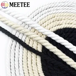 5/10M 5-20mm Cotton Rope 3 Shares Twisted Ropes Decorative String Bag Clothes Braid Macrame Cord Home Textile Lace Crafts Sewing