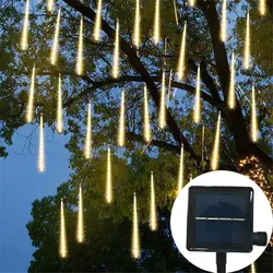 Solar LED Meteor Shower Lights 30/50cm Snow Falling Outdoor String Lights for Garden Party Wedding Christmas Tree Patio Decor