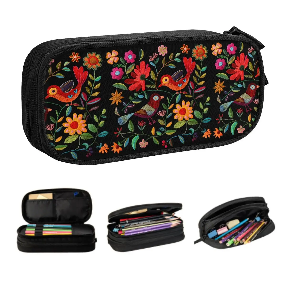 

Милые мексиканские отами на заказ, пеналы с птицами и цветами для мальчиков и девочек, большая вместительная сумка-карандаш, канцелярские принадлежности