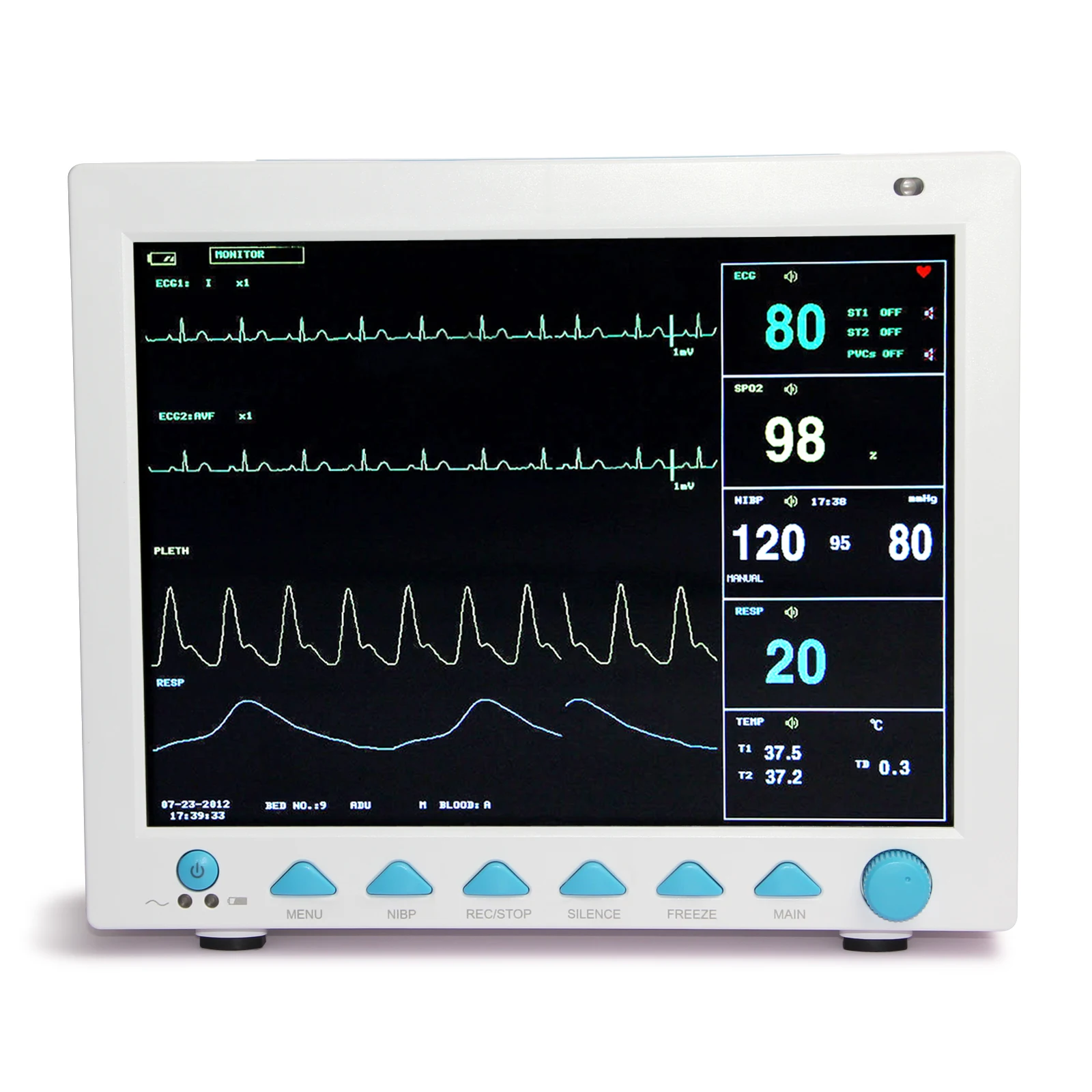 Patient Montor Veterinary  Monitor 12 inch 15 inch screen 5 parameter optional for capnograph ETCO2 IBP Montior capnograph