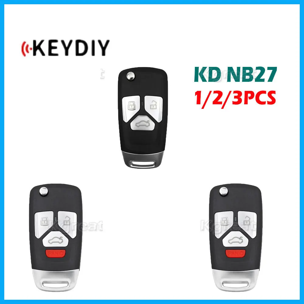 KEYDIY-مفتاح تحكم عن بعد متعدد الوظائف عالمي ، KD NB27 ، 3 أزرار لـ KD900 ، KD-X2 ، KD MAX ، MINI ، NB Series ، Car ، 1 ، 2 ، 3 قطعة