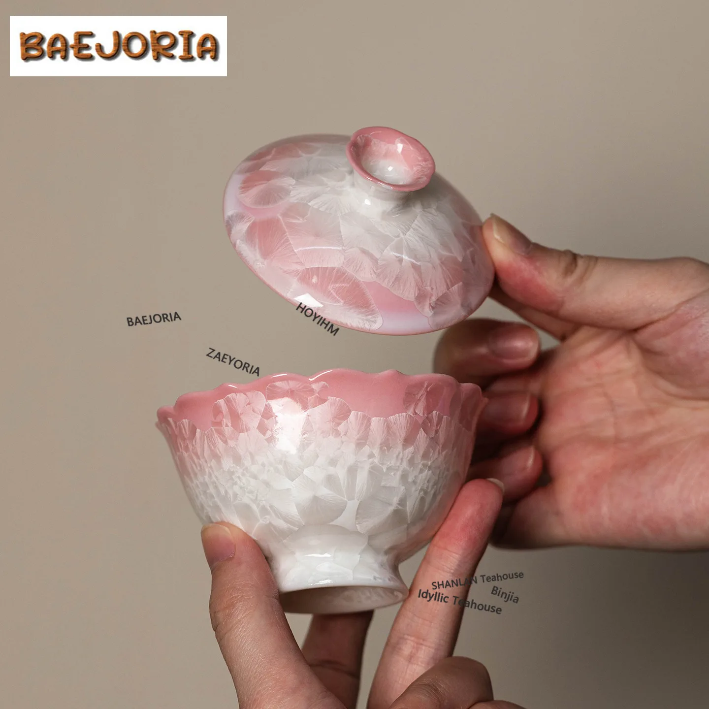 BAEJORIA 100ml Kiln-transformed Crystalline Glaze Gaiwan Retro Tea Tureen Tea Bowl With Lid Kit Tea Making Cover Bowl Teaset Cha