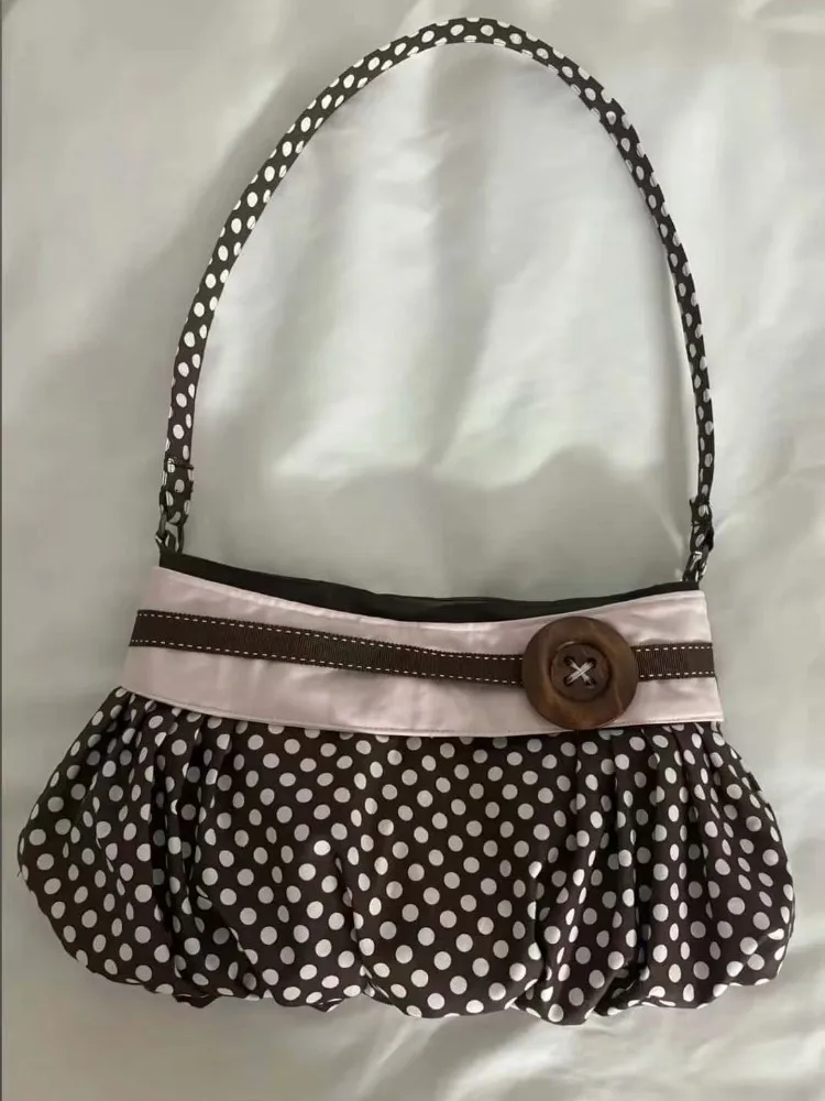 Fashion Messenger Bags for Women 2026 New Arrive Vintage Polka Dot Handbag Korean Large-capacity Tote Bags Casual Shoulder Bags