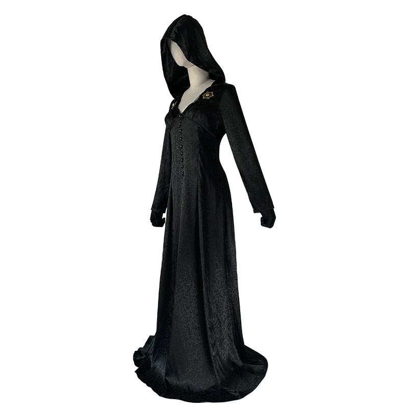 Kostium średniowieczny Córka Lady Dimitrescu Strój Cosplay Gotycka długa sukienka z kapturem Wampirzyczka Bella Cassandra Sukienka na Halloween — 2