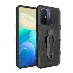 Metal Belt Clip Shockproof Phone Case For Xiaomi Redmi 12C 13C A1 A2 10C 10A 9C Poco C40 C65 TPU Plastic Kickstand Back Cover
