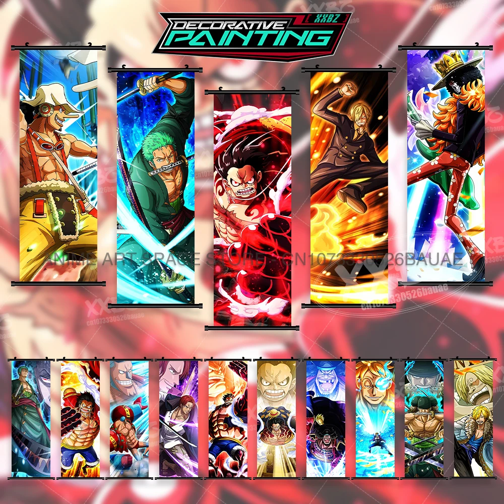 

ONE PIECE Hanging Painting Chopper Anime Poster Vinsmoke Sanji Wall Artwrok Shanks Home Decoration Roronoa Zoro Scrolls Pictures