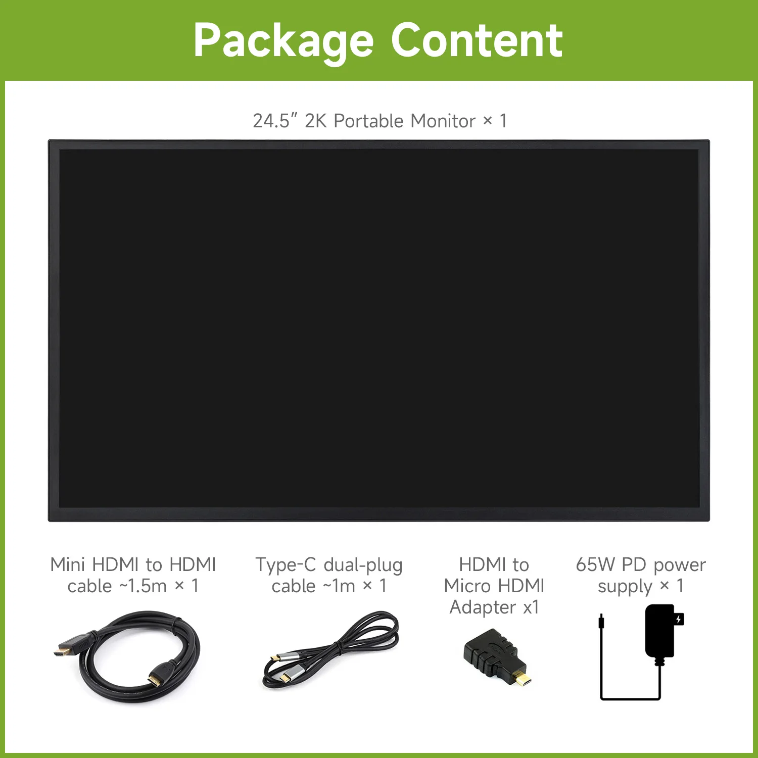 Luckfox 24.5inch 2K Portable Monitor With Stand, 2560 × 1440, 165Hz, 178° Viewing Angle,for Raspberry Pi 5/4B/3B/3B+