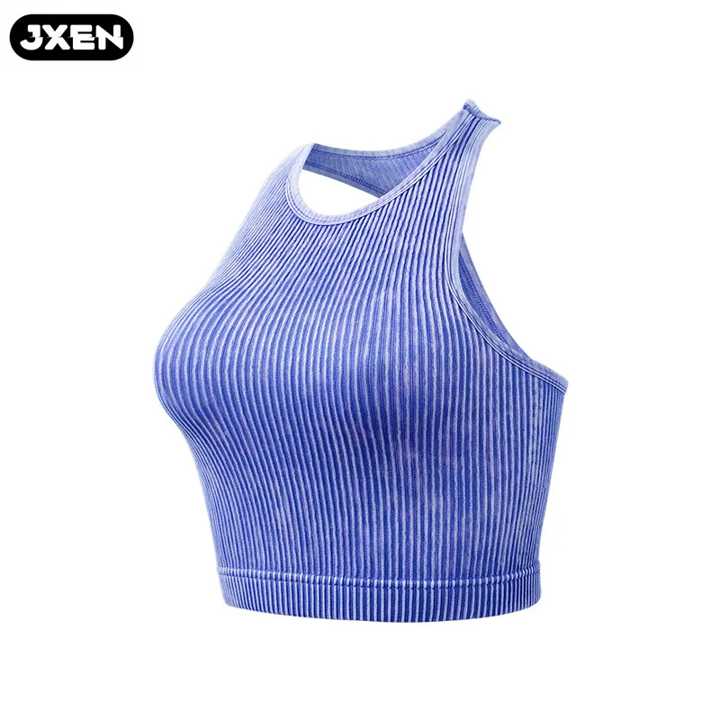 Sports Bra, Underwear, Seamless Ribbed Comfort, Single-layer Cup-less Women's Running Fitness Wear Crop Top