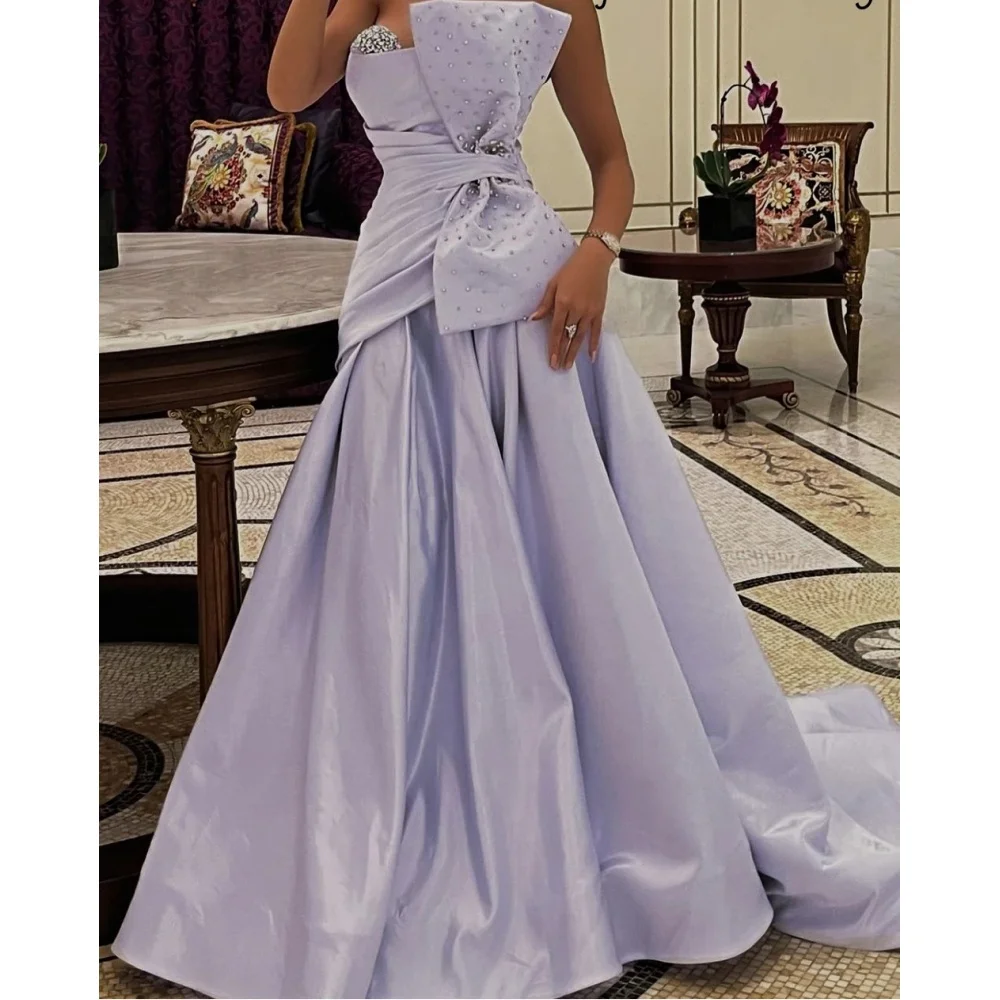 Muloong Strapless Court Train Women Elegant And Pretty Luxury Prom Dress