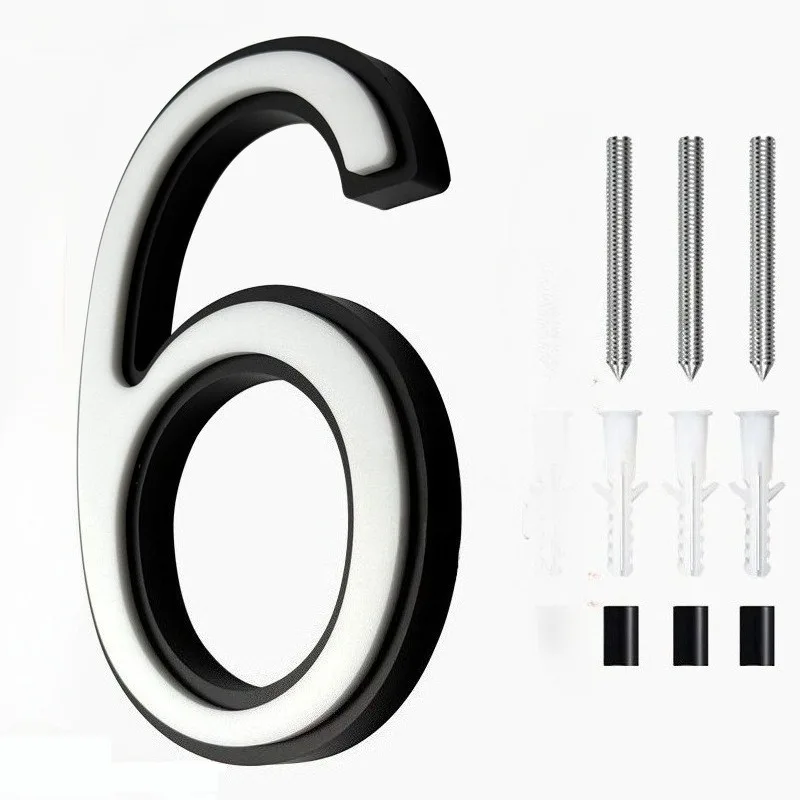 5-inch Black and White Double-layer Acrylic Semi-perforated Digital House Number and House Number Room Decoration