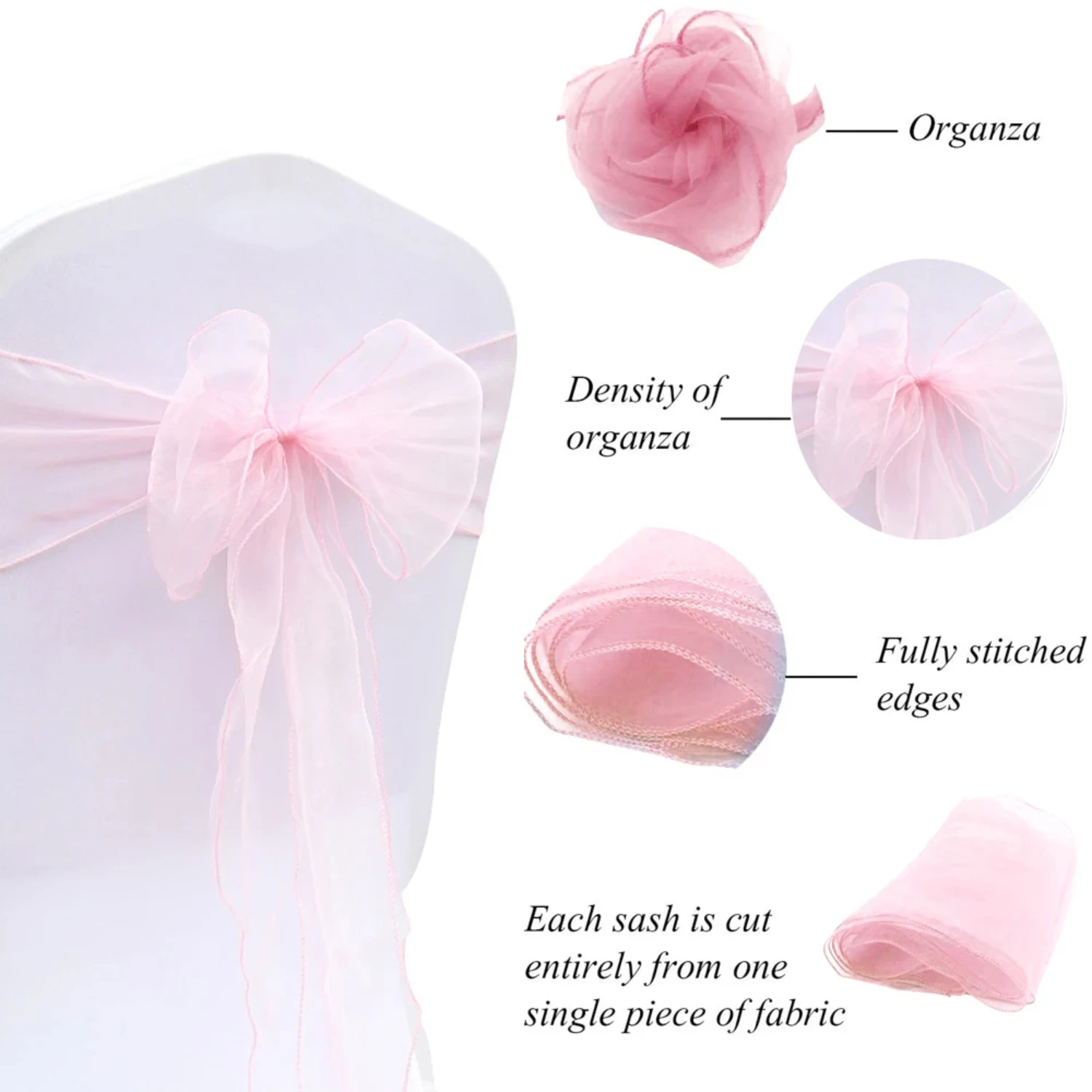 30PCs/lot Organza Chair Sashes Knot Bands Chair Bows   Wedding Party Banquet Event Country Wedding Chair Decoration