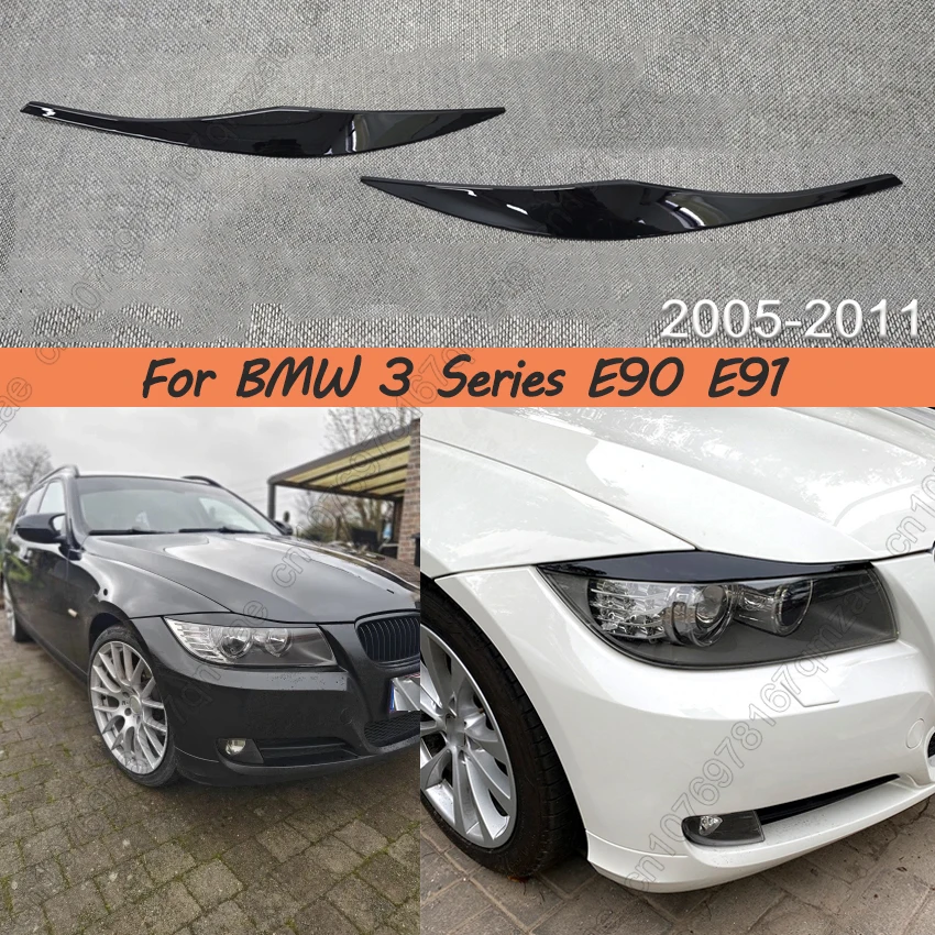 

Gloss Black Headlight Evil Eyebrows Eyelids For BMW E90 E91 318i 320i 320d 325i 330i 330d 2005-2011 3D Stickers Car Accessories