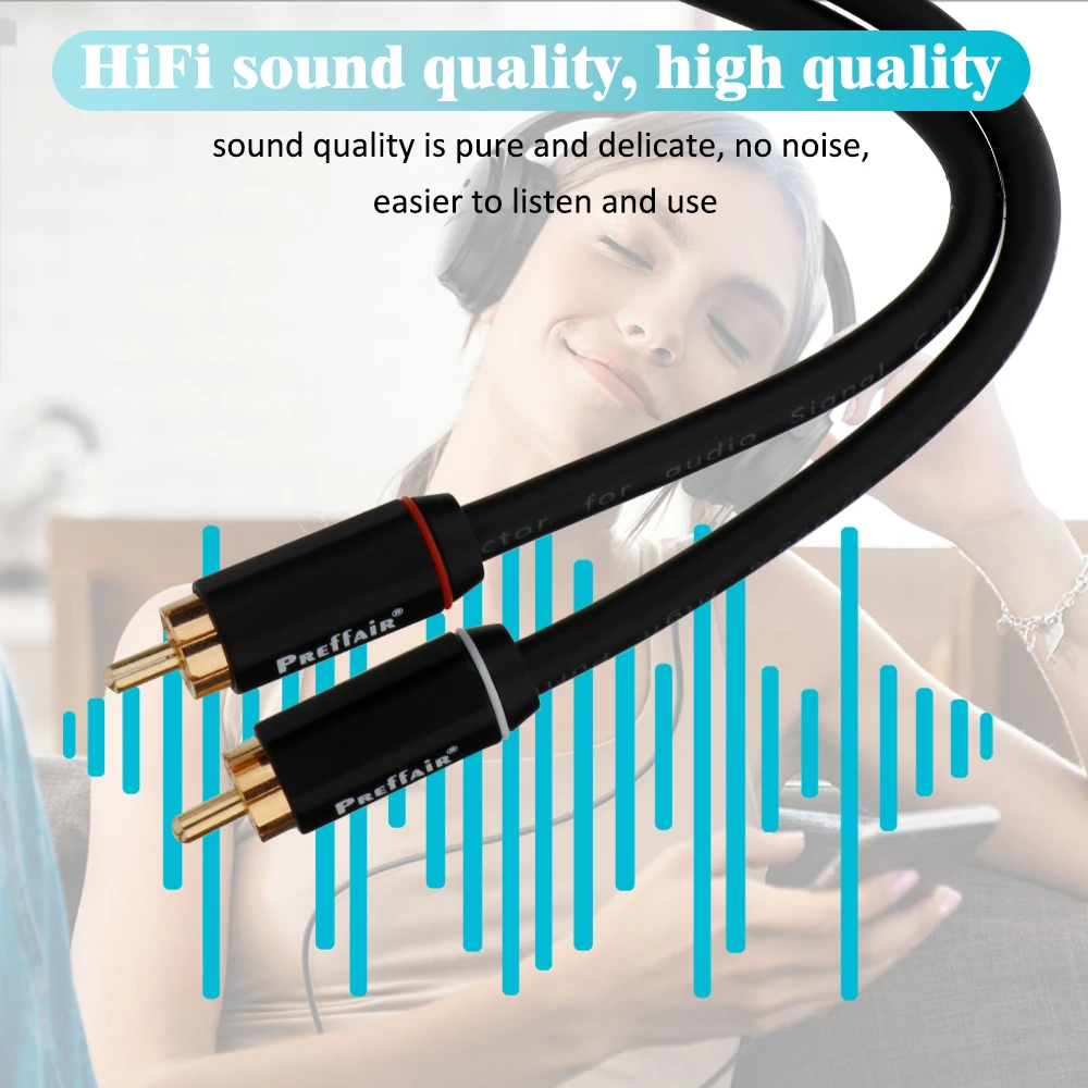 Preffair-Cable Dual RCA estéreo de núcleo de cobre de alta pureza 4N, alta calidad, interconexión de Audio HiFi con enchufes chapados en oro de 24K, nuevo