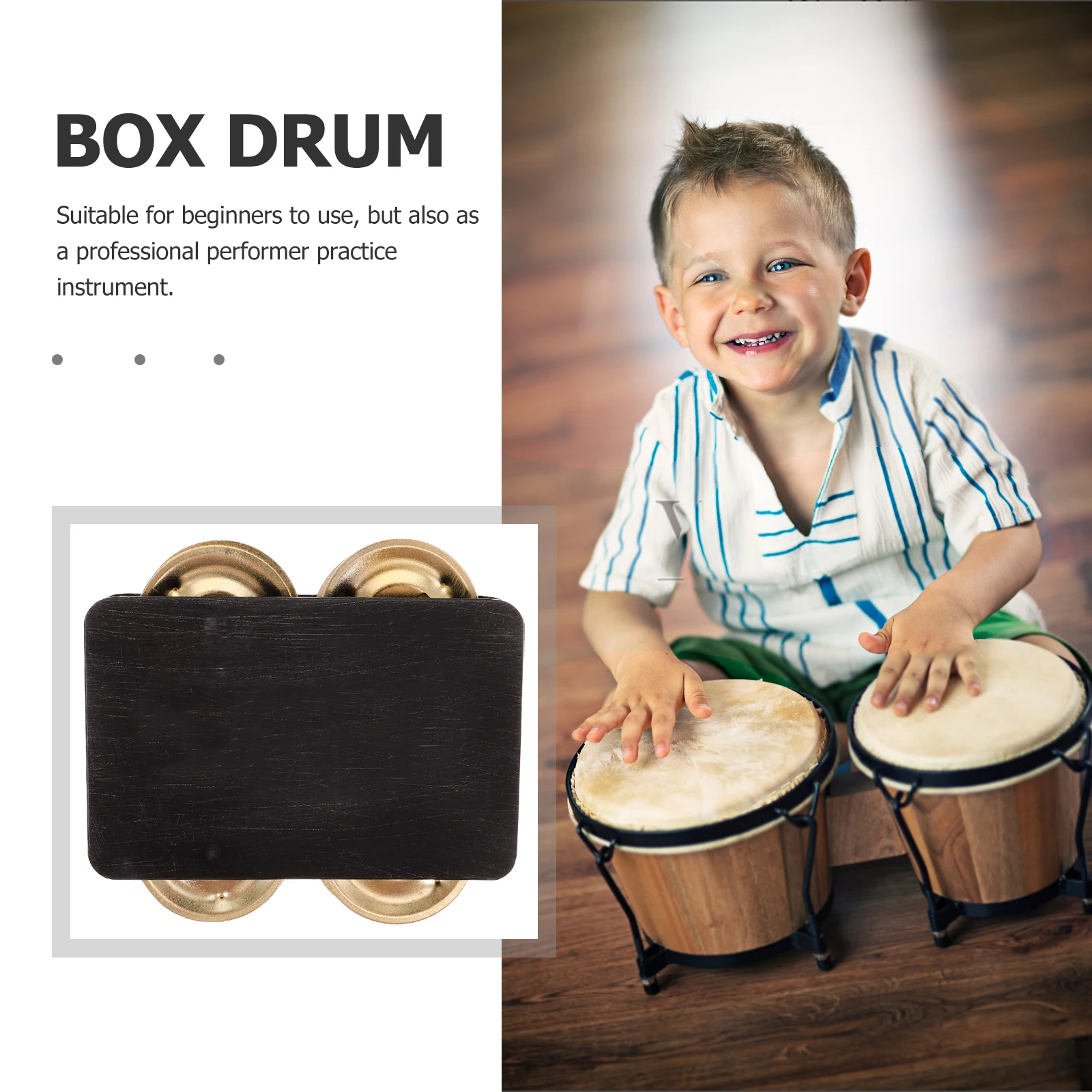 

Bells Wooden Box Drum Accessories Large Music Enlightenment Cajon Tambourines Baby