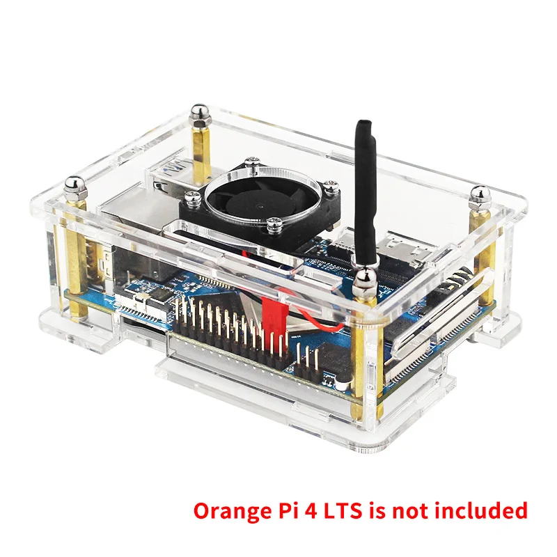 Caso acrílico Shell transparente para Orange Pi 4 LTS, dissipadores opcionais Ventilador, resfriamento ativo e passivo