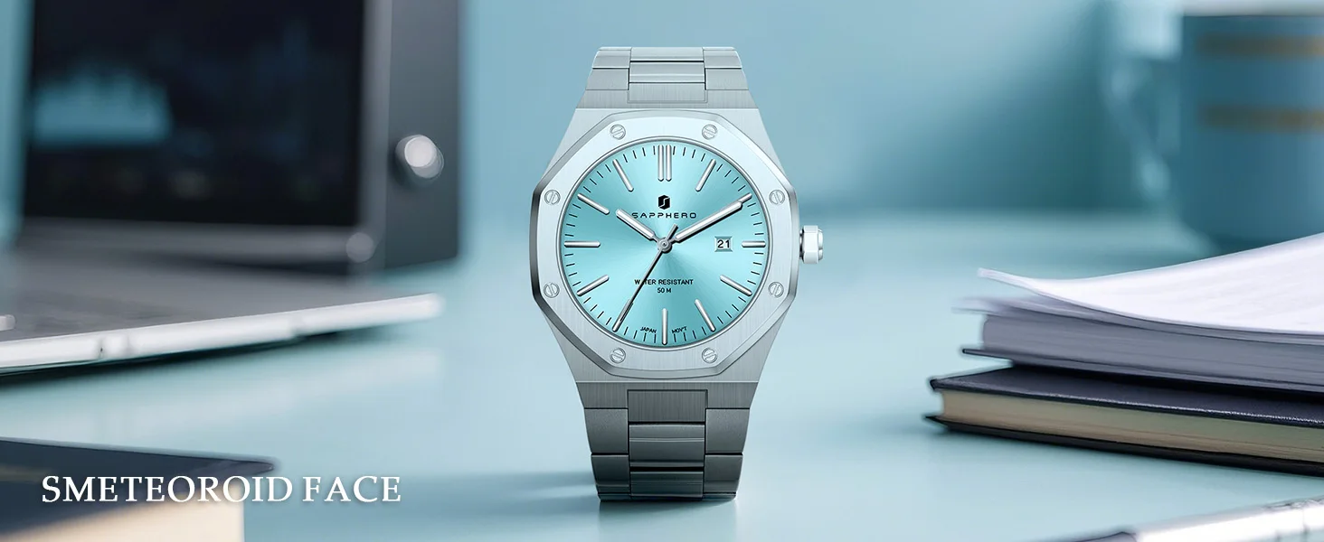 SAPPHERO Herren Analog Uhr, Edelstahl hochpräzises Quarzwerk, Datumsanzeige, 50M Wasserdicht, Business Casual Armbanduhr, kratzfest langlebig, perfektes Geschenk für Geburtstag Fest Alltag und Geschäftsanlässe – Detail 11