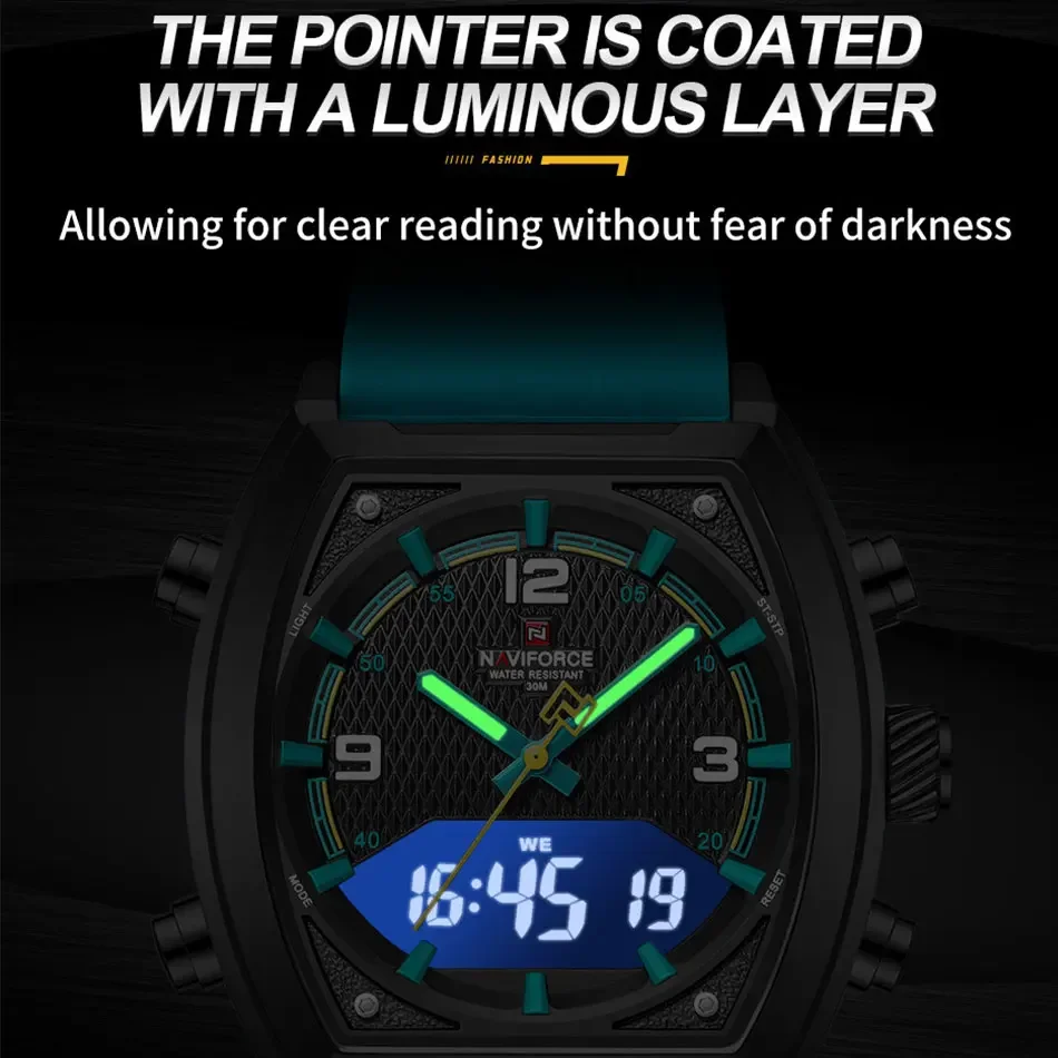 NAVIFORCE 高級メンズ腕時計スポーツクォーツ時計メンズ液晶デュアルディスプレイ防水発光マン腕時計 2025 レロジオ Masculino