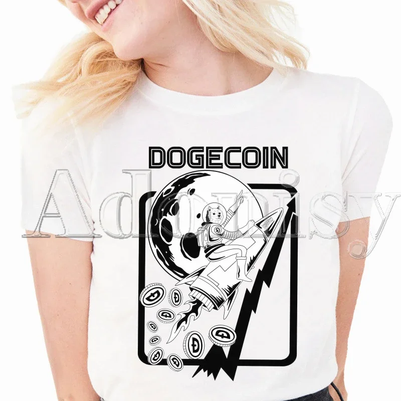 Bitcoin Summer Fashion Shirt Graphic T Shirt Women Tops Base O-neck Tees Funny Girls Tshirt